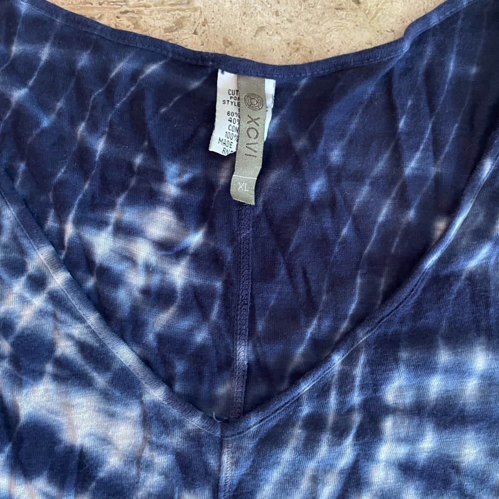 🍁50% Off Fall Sale XCVI Tie Dye Long Cotton Modal Top w/ Contrasting Rayon Trim - Picture 2 of 7